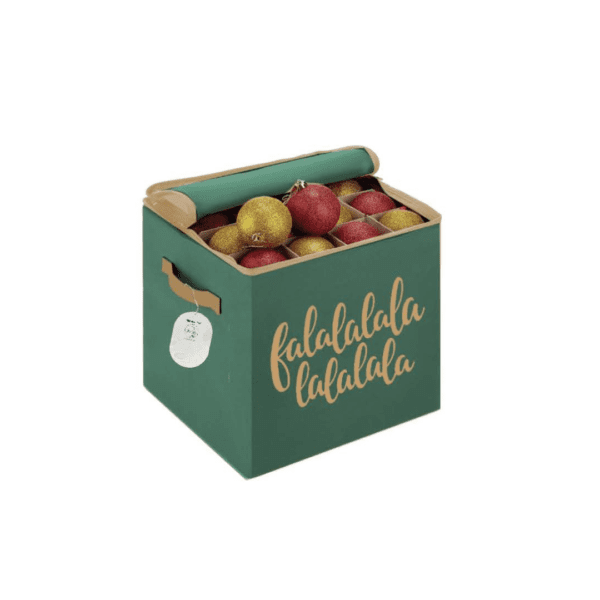Festive Green Fabric 64 Ornaments Storage Box