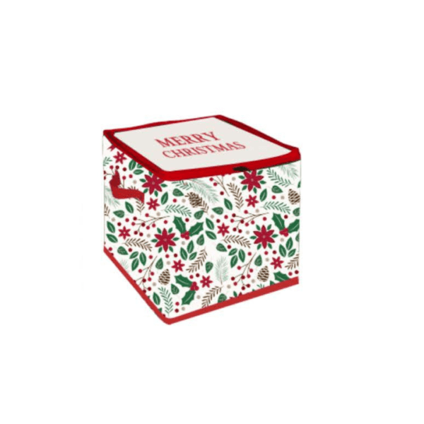 Festive White Fabric 64 Ornaments Storage Box