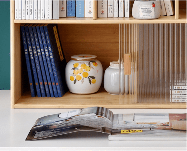 Wabisabi Bamboo desktop organiser with fluted door - Image 3