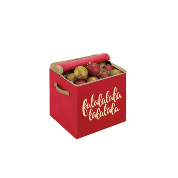 Festive Red Fabric 64 Ornaments Storage Box