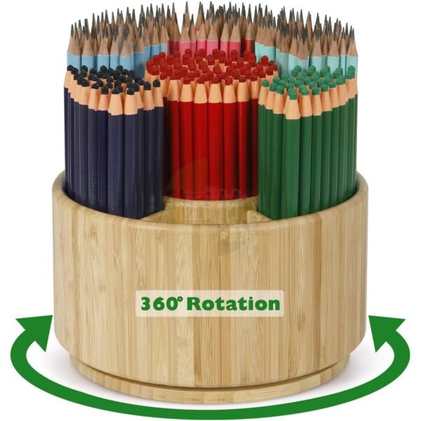 Rotating bamboo round multi purpose organiser holder - Blonde Vanished paint