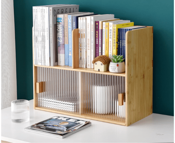 Wabisabi Bamboo desktop organiser with fluted door
